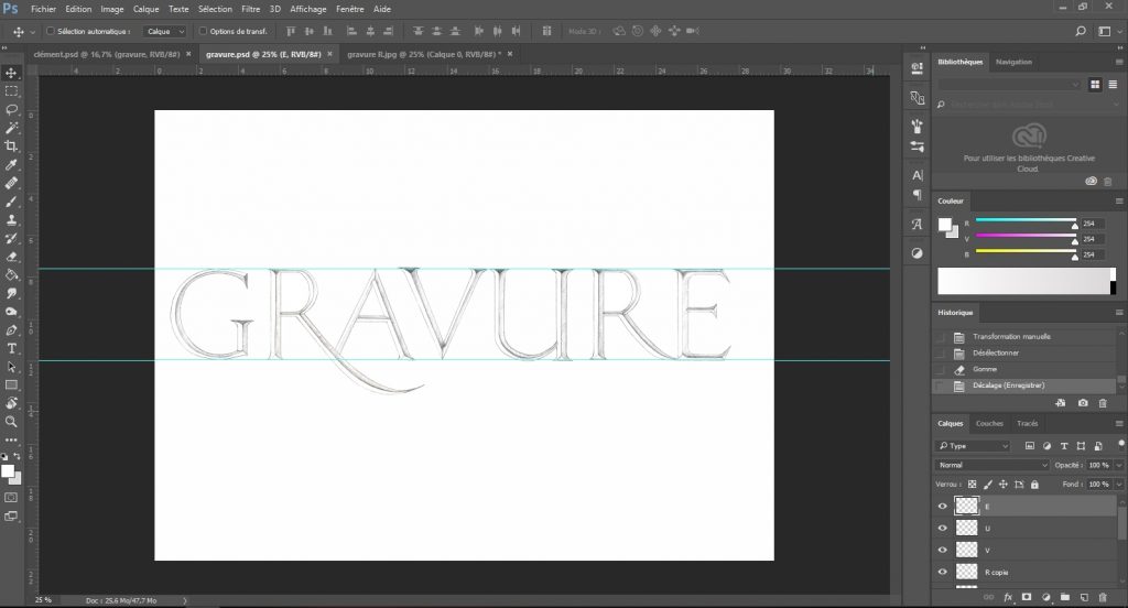 Ajustement des lettres sous photoshop