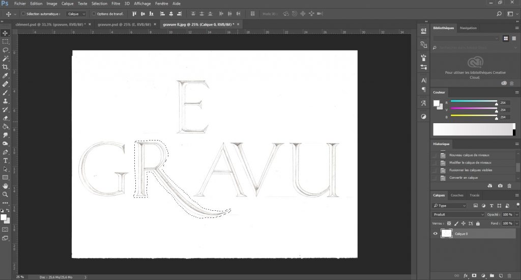 Tracé du nom Gravure sous photoshop