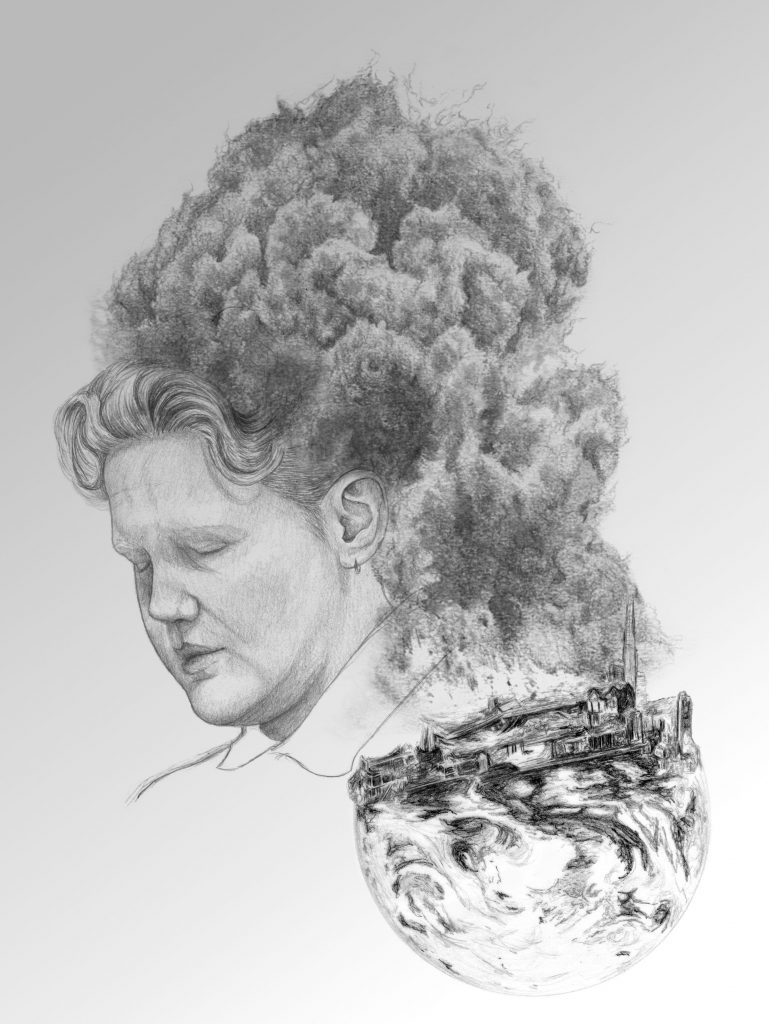 Illustration originale Alicia Pénicaud, portrait dessiné, dessin portrait, kae tempest, kate tempest